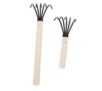 MOTHNUR 2 pièces Râteau à Palourdes Acier Haut Outil de Creusage Ergonomique avec Manche Bois Antidérapant pour Ramassage Fruits de Mer Plage et Côtière