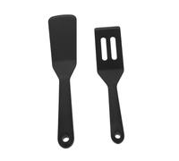 MOTHNUR 2 pièces Set Spatules Mini Silicone pour Cuisine Outils Indispensables pour Steak Œufs et Pâtisserie Résistantes Chaleur Suspension pour Rangement Mural Noir
