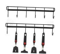 MOTHNUR 2 Pièces Support Mural Ustensiles Cuisine Noir Rack Suspendu sans Perçage Organiseur Multifonction pour Outils de Cuisson Gain de Place et Facile à Nettoyer