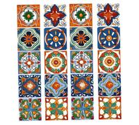 MOTHNUR 20 pièces Lot de Stickers Carrelage Style Marocain Imperméables Autocollants Muraux et Sol pour Cuisine Salle de Bain Décoration Anti-éclaboussures