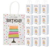 MOTHNUR 24 Paquet Présents en Papier Kraft Blanc à Motifs Gâteau, Paquet à Friandises pour Fête D'anniversaire, Articles de Fête Polyvalents et Faciles à Transporter, Sachets Présents