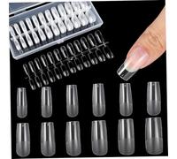 MOTHNUR 240 pièces Transparent Full Cover Square Nail Extension Tips Lightweight Fake Nails With Variety Of For Easy Application And Professional Manicures