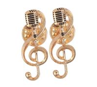 MOTHNUR 2pièces Broche Note De Musique Et Microphone Doré Pour Homme Et Femme Bijoux Simple Et Élégant Cadeau Pour Amateur De Musique