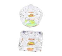 MOTHNUR 2pièces Coupe Verre Cristal Pour Ongles Avec Couvercle Plat Pour Nail Art Récipient Verre Pour Liquide Pour Ongles