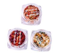 MOTHNUR 3 boîtes Set Manucure Flocons Métalliques Dorés pour Nail Art Décoration Ongles et Bijoux DIY Matériel Ongle Pose Américaine Paillettes Or Nail Art