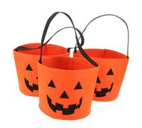 MOTHNUR 3 Pièces à Bonbons Garçon Fille Citrouille Feutre Réutilisable Seau Halloween Orange pour Collecte Friandises et Décoration Festive