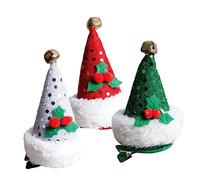 MOTHNUR 3 Pièces Barrettes de Noël pour Garçon Fille Lot de Pinces à Cheveux Forme de Bonnet de Noël Accessoires Festifs pour Filles Clips Cheveux Thème Xmas Blanc Rouge et Vert