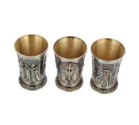 MOTHNUR 3 pièces Set de Verres Shooter Bronze Rétro Égyptien Coupe à Vin Ancien avec Totem Robuste et Stable pour Cocktails et