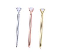 MOTHNUR 3 Pièces Stylo à Bille Métal avec Gros Diamant Écriture Lisse Résistant Élégant pour École et Bureau Fournitures Scolaires Féminines