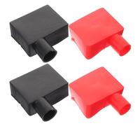 MOTHNUR 4 pièces Cache-bornes Batterie Voiture Silicone Haute Température Protection Isolante Carrée pour Bornes Batterie Auto Rouge Noir Facile à Installer