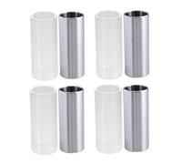 MOTHNUR 4 pièces Glissières Guitare Medium Bottleneck Verre Transparent et Acier Inoxydable Argenté pour Guitare Électrique et Basse