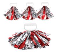 MOTHNUR 4 pièces Pompons de Cheerleading et Argenté PE Léger à Quatre Doigts Accessoires Portables pour Sports et Acclamations