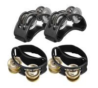 MOTHNUR 4 pièces Tambourin à Pied Double Rangée Ergonomique pour Adultes Percussion Claire et Confortable Instrument de Musique Polyvalent pour Musiciens