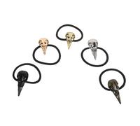MOTHNUR 5 Pièces Bandeaux Élastiques Gothiques avec Crâne de Corbeau Métallique pour Femmes Accessoires Punk pour Queue de Cheval Tenue Halloween et Usage Quotidien