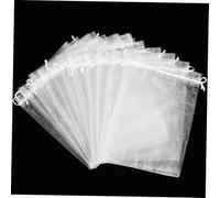 MOTHNUR 50 pièces Filet de Protection pour Fruits Blanc Sacs Réutilisables avec Cordon de Serrage Protection Insectes et Oiseaux pour Raisins Pommes Cerises et Autres Fruits