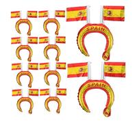 MOTHNUR 50 Pièces National Flag Inflatable Headbands Aluminum Foil Spanish Flag Hair Hoops For Patriotic Birthday Football Theme Party Decorations Family And School Celebrations
