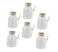 MOTHNUR 6 ensembles Set de Pots Rechargeables pour Poudre et Sels de Bain avec Cuillère et Bouchon Liège Bocaux de Rangement Polyvalents pour Cosmétiques et