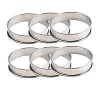 MOTHNUR 6 pièces Anneaux Gâteau Inox Multi-usage Moules Tartelettes Rondes pour Mousse Cookies et Pâtisserie Cercles de Cuisson Robustes et Faciles à Utiliser