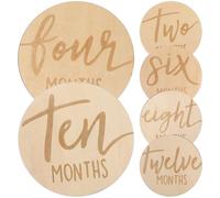 MOTHNUR 6 Pièces Cartes Étapes Mensuelles Double Face Bois pour Disques Jalons de Croissance Réutilisables Cadeau Pratique pour Nouveaux Parents