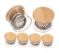 MOTHNUR 6 Pièces Coupe Dappen Verre Épais pour Manucure Gobelet de Nettoyage Brosse à Ongles avec Couvercle et Filtre Acier Inoxydable Compatible Nettoyant Gel et Poudre