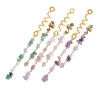 MOTHNUR 6 pièces Dread Beads Hair Coils With Natural Stone Pendants Metal Hair For Braids And Dreadlocks Tribal Style For Men And Women