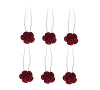 MOTHNUR 6 pièces Épingles Cheveux Vintage Fleurs Roses Velours Rouge Accessoires Antidérapants Décorations Élégantes pour Chignons et