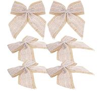 MOTHNUR 6 pièces Noeuds Décoratifs Lin et Dentelle Grands Noeuds Rustiques Faits Main pour Décoration Cadeau Mariage Bricolage et Embellissement Festif
