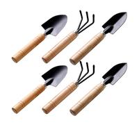 MOTHNUR 6 pièces Outils de Jardinage Mini avec Manches Bois Râteau Pelle et Bêche pour Transplantation Désherbage et Aération Outils Portables pour Petits Jardins et Plantes Intérieur