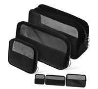 MOTHNUR 6 pièces Set de Trousses de Maquillage Mesh Noir avec Fermeture Éclair Sacs Cosmétiques et Spacieux pour Voyage Rangement et Organisation Daccessoires de Toilette