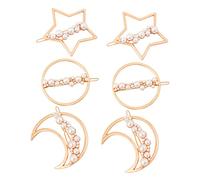 MOTHNUR 6pièces Set De Barrettes Étoiles Et Lunes Perles Accessoires Cheveux Mode Pour Filles Et Femmes Pour Toutes Occasions