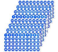 MOTHNUR 8 feuilles Autocollants Numérotés Auto-adhésifs Étanches Vinyle Étiquettes Rondes pour Bureaux Classeurs Rangement et Gestion Inventaire Lot de Bleu