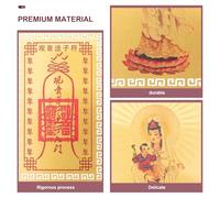 MOTHNUR Amulette Bouddhiste Kwan Yin en Métal Délicat Petite Carte de Bénédiction Chinoise Amulette Protection Énergie Négative Format Compact pour Usage Personnel et Présent