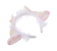 MOTHNUR Bandeau Cheveux Lolita en Dentelle Blanche avec Oreilles D’agneau, Accessoire Mode Féminin Léger et Confortable, Cosplay, Soirée et Usage Quotidien, Serrage-tête Mignon pour