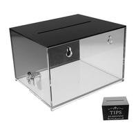 MOTHNUR Boîte à Pourboires Acrylique avec Verrou Boîte de Collecte Sécurisée pour Dons et Suggestions Conteneur Spacieux Transparent pour Restaurant et Bar Caisse Verrouillable Robuste