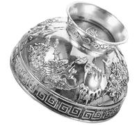 MOTHNUR Bol Offrande Tibétain Vintage Cuivre Blanc Patiné avec Motifs Dragon et Phénix Bol Religieux Sacré pour Méditation Décoration de Table et Culte Bouddhiste