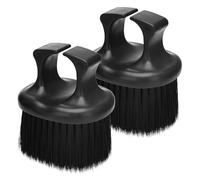 MOTHNUR Brosse à barbe pour hommes lot de 2 brosses multifonctions noires avec anneau, poils longs doux, compacte et légère, idéale pour nettoyer poils cassés et entretien barbe au quotidien