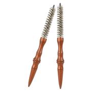 MOTHNUR Brosse à Cheveux Spirale Mini Ronde 2pcs avec Manche en Bois et Poils de Sanglier pour Coiffage Rapide et Soin Barbe en Voyage ou Salon