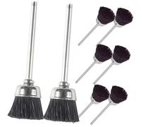 MOTHNUR Brosse de Nettoyage Accessoire Mini Manucure Polyvalent pour Embouts de Perceuse à Ongles 8pcs en Métal et Poils pour Salon de Beauté et École D'art Ongulaire
