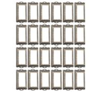 MOTHNUR Cadres Porte-étiquettes Vintage en Alliage Métal 24 Pièces, Format Mini pour Tiroirs et Armoires, Couleur Bronze Vert Antique, Cadres D’étiquettes Métalliques pour Organisation