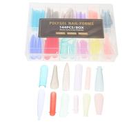 MOTHNUR Capsules D’ongles en Gel 144 Pièces Macarons Transparents Forme Cercueil Extensions D’ongles Artificiels pour Manucure Complète à Domicile et Salons de Manucure