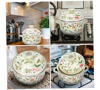 MOTHNUR Casserole Émail Épais avec Double Poignées Marmite à Soupe Vintage pour Cuisson Gaz et Induction Pot Polyvalent pour Lait Sauces et Mijotés