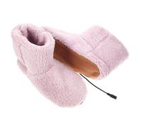 MOTHNUR Chauffe Électrique USB Rechargeable Pantoufles Chauffantes Peluche Roses pour Femme Chaussures Réchauffantes Confortables et pour Hiver