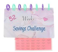 MOTHNUR Classeur D’Épargne 52 Semaines 8 Pochettes à Billets et 3 Compartiments Organiseur Budgétaire à Anneaux pour Gestion de Budget et Défis D’Économies Livré Autocollants Bureau et