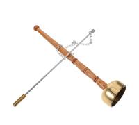 MOTHNUR Cloche de Temple Yin Qing en Cuivre avec Manche en Bois Long Petite Clochette Bouddhiste Traditionnelle pour Rituels Prières et Contemplation Instrument de Musique Chinois