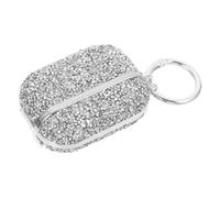 MOTHNUR Coque de Protection Luxe Argentée pour Étui Rigide Antichoc avec Port de Charge Précis et Porte-clés Amovible Housse Compatible pour Écouteurs sans Fil