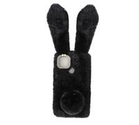 MOTHNUR Coque de Téléphone Peluche Lapin pour Pixel Protection Choc et Rayures Design Élégant avec Cadre Caméra Strass Base TPU Résistante Aux Chutes Compatible Toutes Saisons Noire