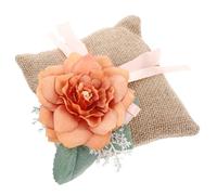 MOTHNUR Coussin pour Alliances Mariage en Lin Orange 5989, Carré Décoratif Rustique pour Cérémonie, Coussin Porteur D'alliances Élégant pour Fête et Fournitures de Mariage