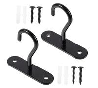 MOTHNUR Crochets de Plafond pour Plantes Suspendues D'extérieur Lot de 2 Sets de Crochets Métalliques Noirs Vis et Chevilles Support Mural pour Jardinières et Suspensions Décoratives