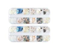 MOTHNUR Décoration D'ongles en Coquillage Naturel 2 Pcs, Accessoires Nail Art, Ornement Manucure pour Femmes, Flocons Épais Brillants, Kit DIY pour Embellissement des Ongles