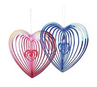 MOTHNUR Décors Réfléchissants Anti-Oiseaux en Cœur Colorés Décoration De Jardin Suspendue pour Vergers Et Balcons Lot De 2 Pièces Rouge Et Bleu Ornement Girouette Tournant Nuisibles